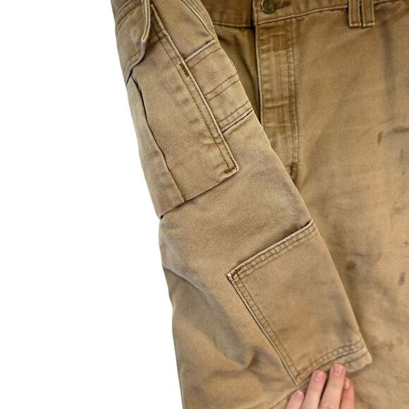 90s Carhartt duck canvas Mens 40 Distressed Faded Shorts tan - Picture 9 of 16